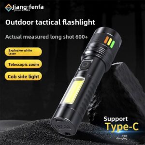 X03 Zoomable LED Flashlight with Dual COB Work Lights