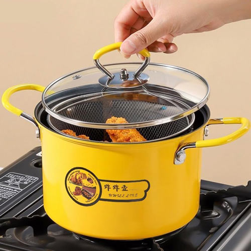 2L Deep Fryer Pot with Basket & Lid - Gas and Induction Compatible