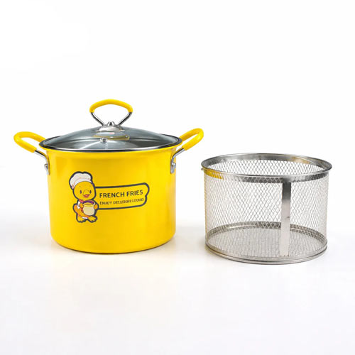 2L Deep Fryer Pot with Basket & Lid - Gas and Induction Compatible